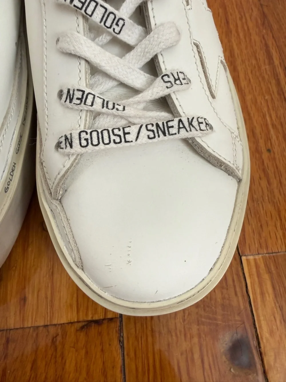 Golden Goose Hi Star White Leather Low-Top Sneakers with Tan Heel Accent - Picture 6 of 10